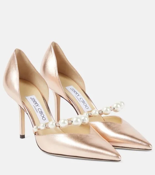 Туфли aurelie 85 из кожи металлик Jimmy Choo, белый