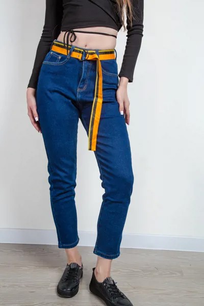 Джинсы женские утепл Denim FX8325 + ремень (25, Синий)