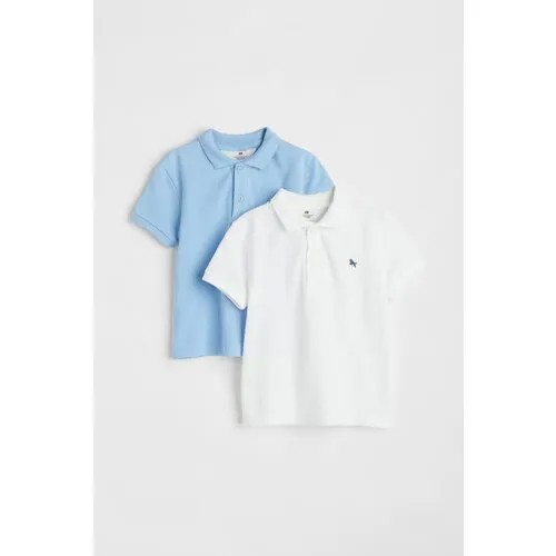 Поло H&M, комплект из 2 шт., размер 92, белый, голубой