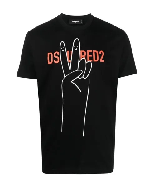 Итальянская хлопковая футболка Dsquared2, черный