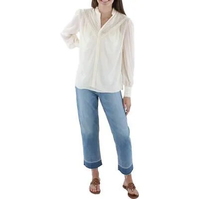 Lauren Ralph Lauren Женская прозрачная блузка цвета слоновой кости с рубашкой на пуговицах S BHFO 1200