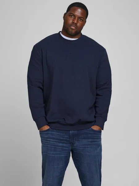 Толстовка Jack & Jones Basic Sweater Plus Size Pullover Übergröße JJEBASIC, темно-синий