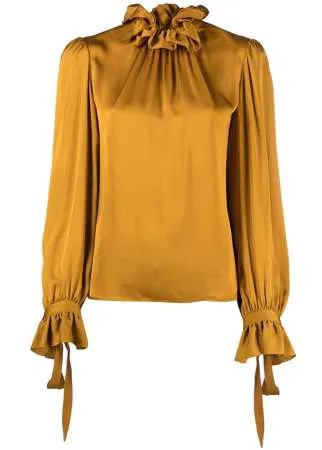 Saint Laurent атласная блузка с оборками