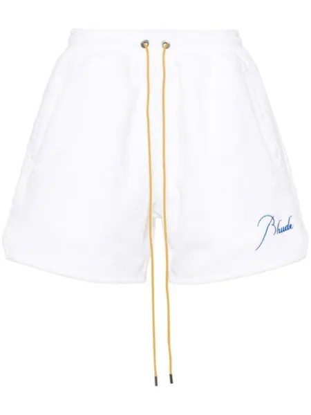 RHUDE махровые шорты с вышитым логотипом, белый