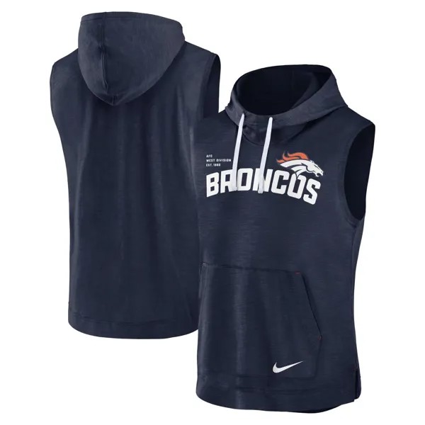 Мужской пуловер без рукавов с капюшоном Heather Navy Denver Broncos Nike