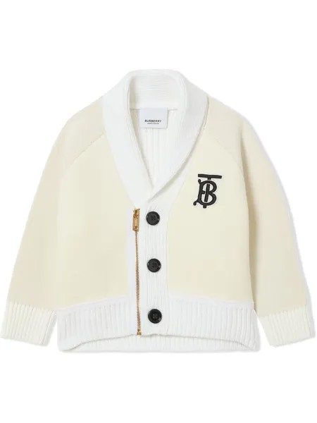 Burberry Kids кардиган с V-образным вырезом и вышитой монограммой