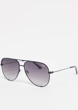 Женские солнцезащитные очки-авиаторы в черной оправе Quay High Key Rivet-Черный цвет