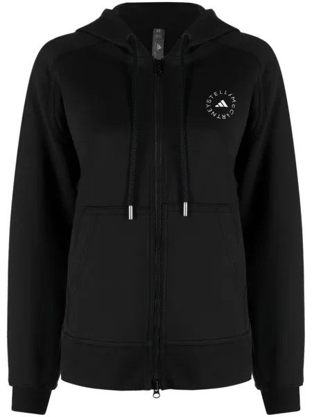 Adidas by Stella McCartney худи на молнии с логотипом, черный