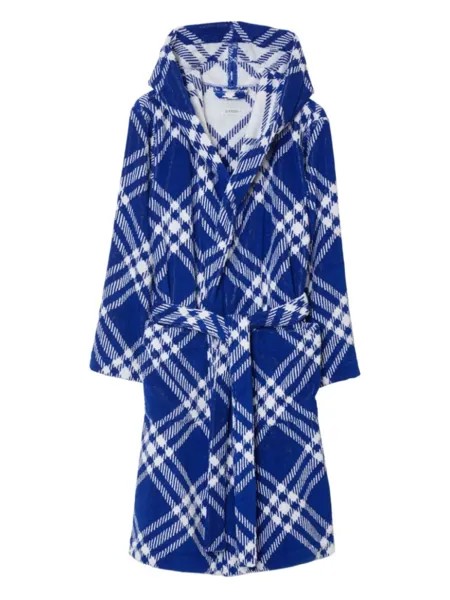 Burberry клетчатый халат с капюшоном, синий