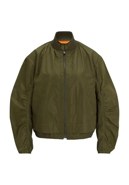 Блузон, воротник стойка, фасон oversize, женский Hugo Boss, цвет Dark Green
