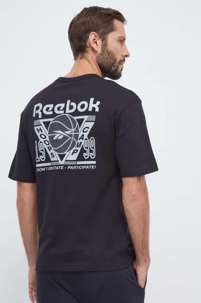 Баскетбольная хлопковая футболка Reebok Classic, черный