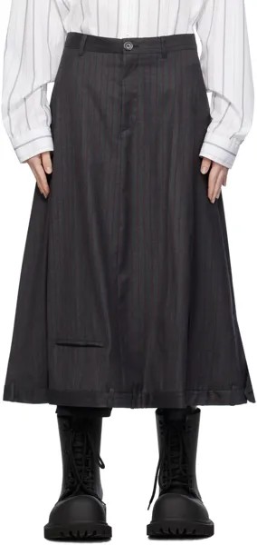 Серая юбка-миди в полоску Серый/Красный Balenciaga