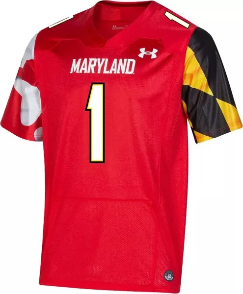 Мужская красная футбольная майка Under Armour Maryland Terrapins #1