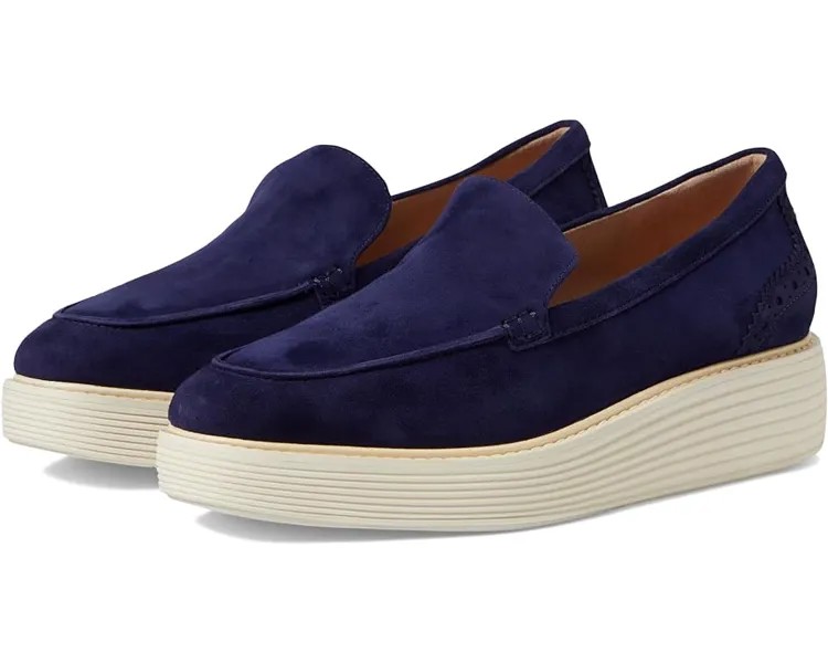 Балетки Cole Haan Originalgrand Platform Venetian Loafer, цвет Evening Blue Suede/Ivory