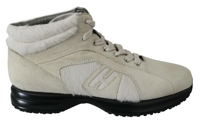HOGAN Shoes Белые кожаные зимние зимние туфли на шнуровке для женщин, EU35.5 / US5