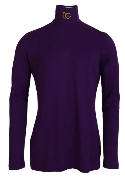 DOLCE - GABBANA Свитер Фиолетовый хлопковый пуловер с высоким воротником IT54/US44/XL 600usd