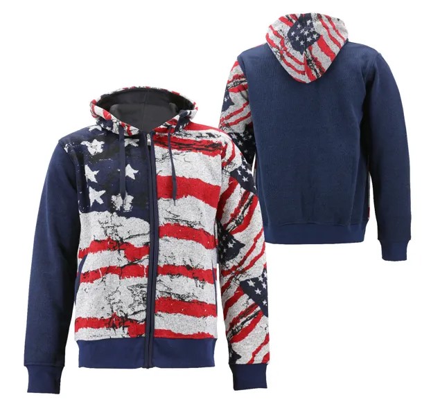 Мужская куртка с американским флагом Толстовка Patriotic Zip Up USA Athletic Hoodie