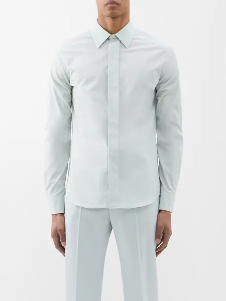 Рубашка из хлопкового поплина со скрытой планкой Alexander McQueen, зеленый