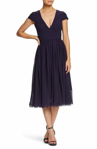 NEW DRESS the POPULATION Фиолетовая сливовая юбка COREY из шифона с расклешенной юбкой миди S 4/6