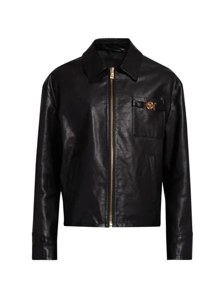 Кожаный пиджак Versace, черный