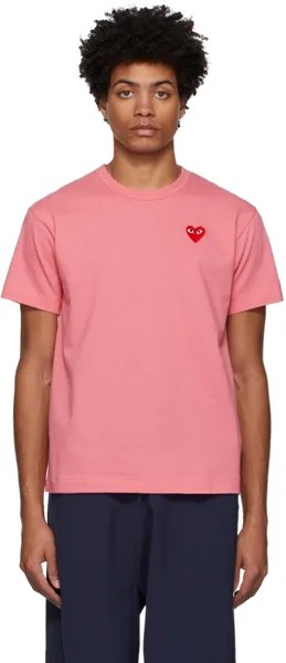 Розовая футболка с нашивкой в ​​виде сердца Comme des Garçons Play