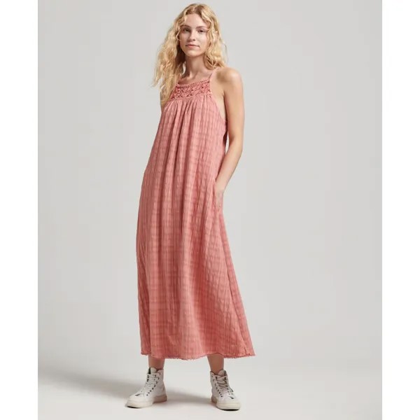 Платье Superdry Vintage Long Halter Cami, розовый