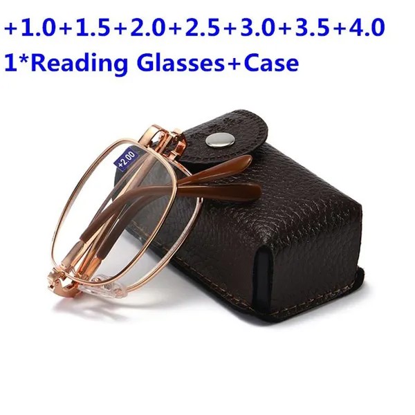 Розовое золото/серебряная металлическая рама Складные очки для чтения с корпусом 1,5 2,0 евро 2,5 3 евро 3,5 евро 4,0 евро
