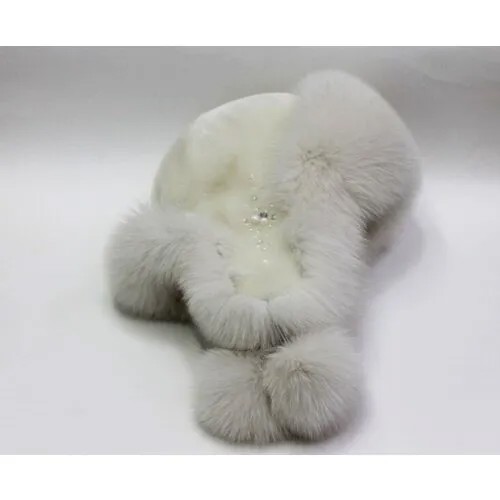 Шапка ушанка  зимняя, шерсть, подкладка, размер 55 - 56, белый