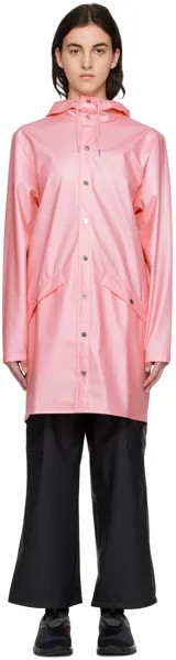 Розовое длинное пальто RAINS