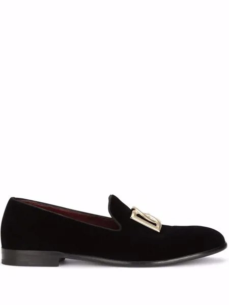Dolce & Gabbana бархатные слиперы с логотипом DG