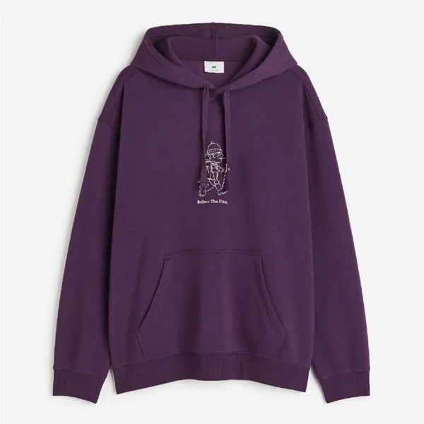 Толстовка H&M Relaxed Fit Printed, темно-фиолетовый