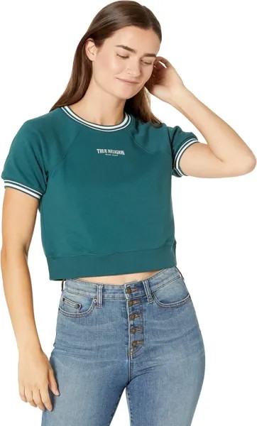 Толстовка True Religion Short Sleeve Shrunken Ringer Raglan, цвет Atlantic Deep
