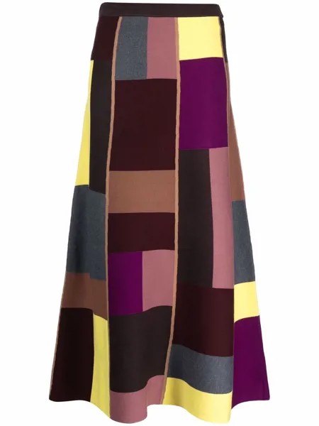 Victoria Victoria Beckham юбка миди в стиле колор-блок