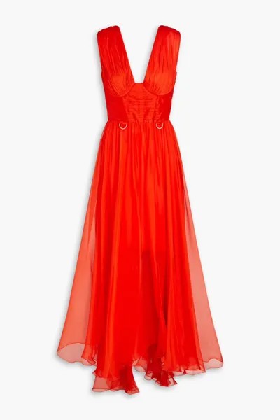 Платье макси Sorena из шелкового крепона со сборками Maria Lucia Hohan, цвет Tomato red