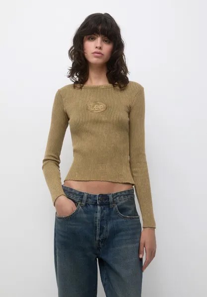 Футболка с длинным рукавом Embroidery PULL&BEAR, коричневый