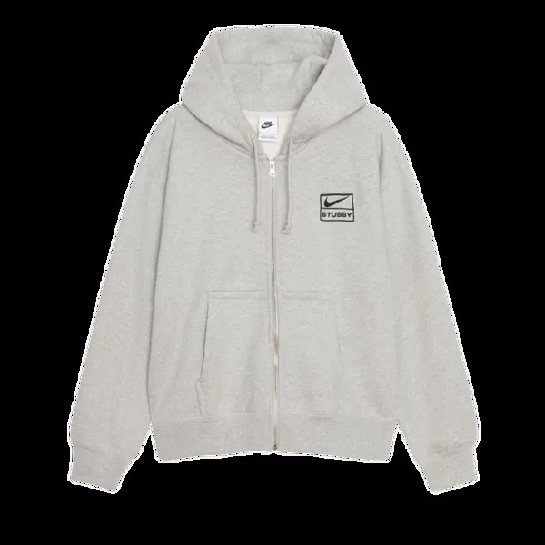 Худи Stussy x Nike Pigment Dyed Fleece Zip 'Grey Heather', серый