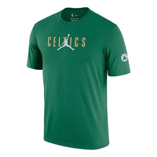 Футболка Air Jordan Boston Celtics Courtside Jordan NBA Casual Sports Round Neck Pullover Short Sleeve Green, мультиколор