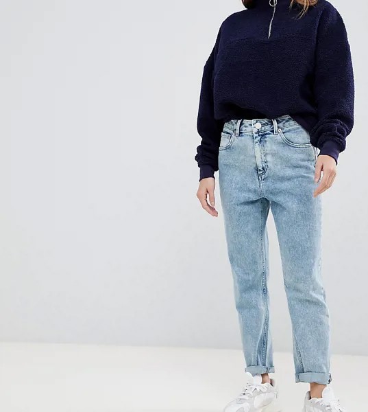 Мраморные узкие джинсы в винтажном стиле 80-х с завышенной талией ASOS DESIGN Petite Farleigh-Синий