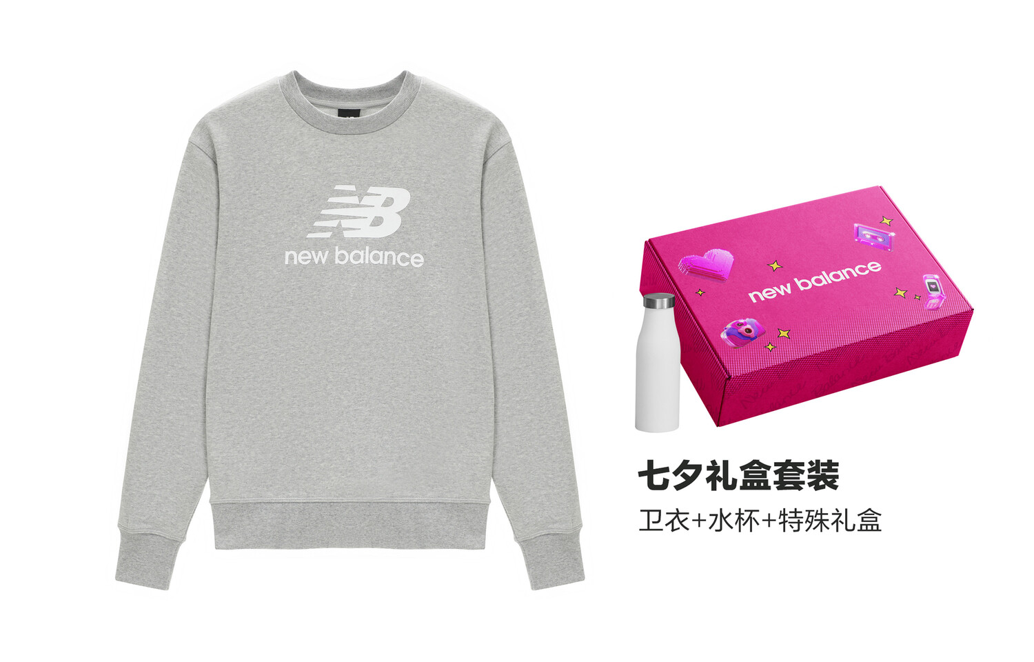 Свитшот Essentials Stacked унисекс серый New Balance, серый