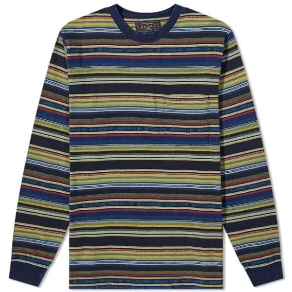 Футболка Beams Plus Long Sleeve Indigo Native Stripe Tee