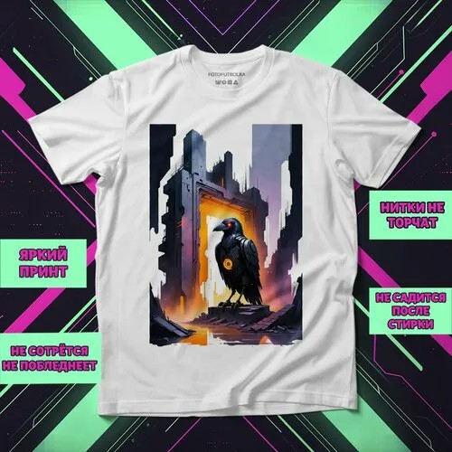 Футболка Черный ворон 13, размер 9-10XL, белый