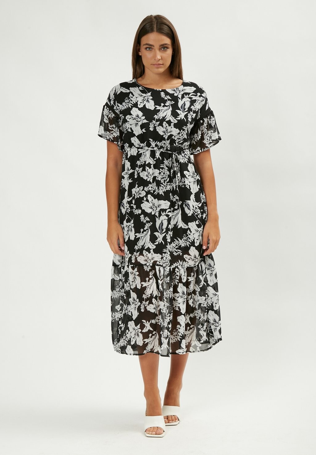 Дневное платье FLORAL FLOUNCED INFLUENCER, цвет black