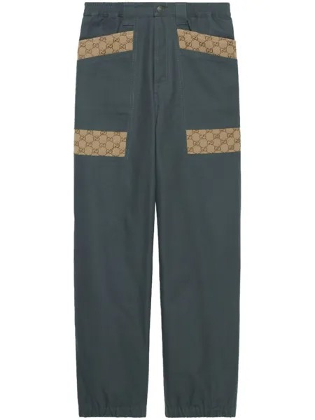 Gucci джинсы с монограммой и вставками, серый
