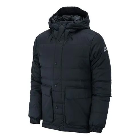 Пуховик Nike SB Skateboard Stay Warm Windproof Casual Sports hooded down Jacket Black, черный