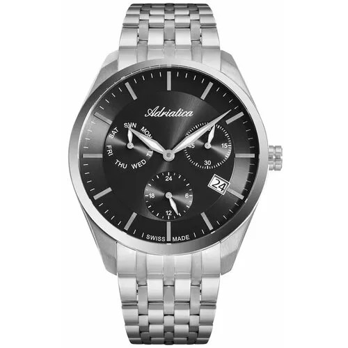 Наручные часы Adriatica Multifunction A8309.5116QF, черный, серебряный
