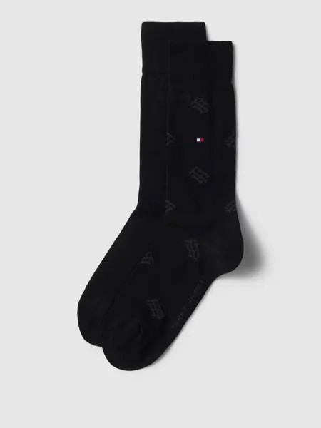 Носки с логотипом по всей поверхности, в упаковке 2 шт Tommy Hilfiger, черный