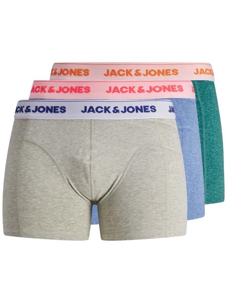 Боксеры Jack & Jones Set 3 шт JACTWIST Trunks s Stretch Unterhose, цвет Grau Blau Türkis