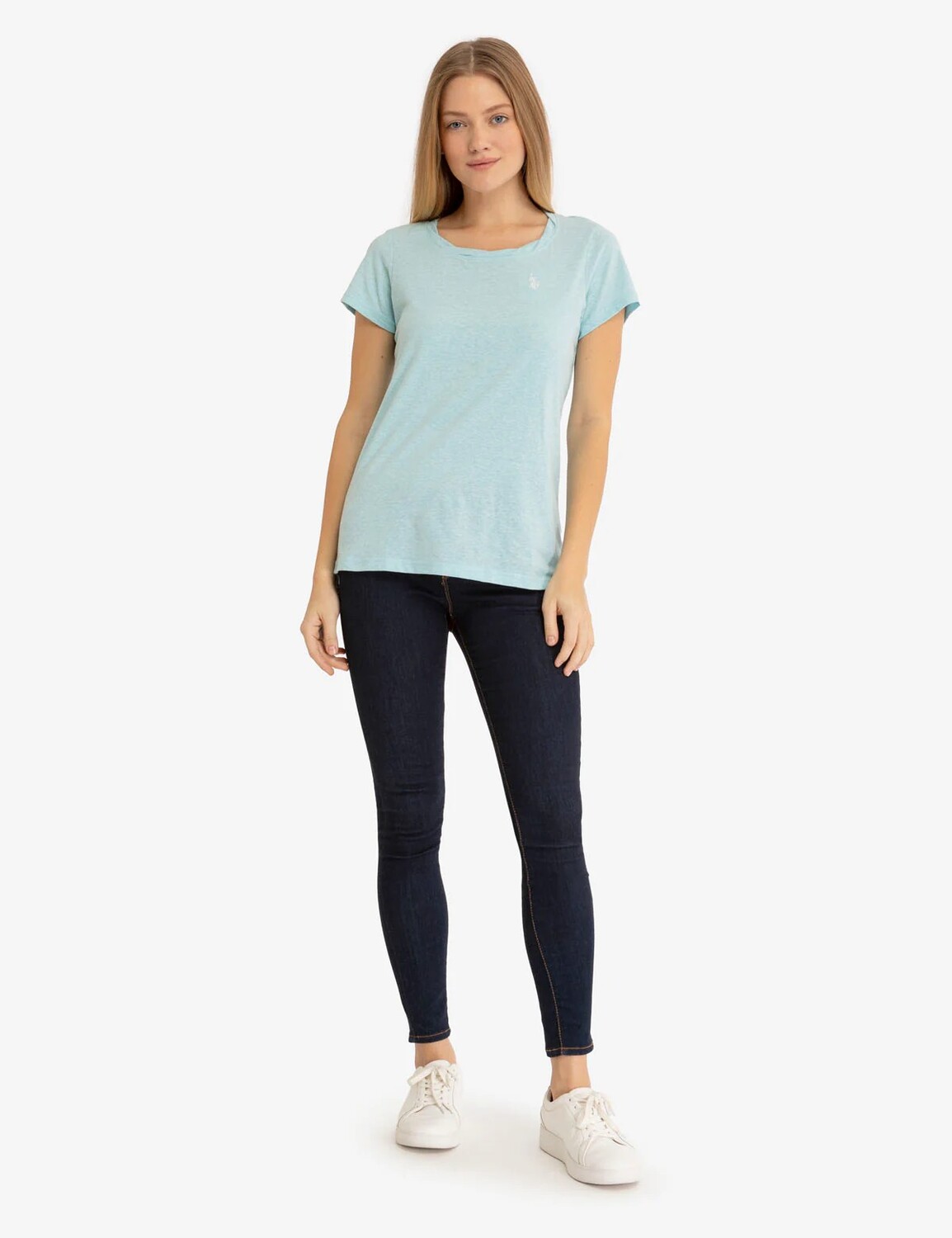 Футболка U.S. Polo Assn. Twist Neck Snow Yarn, бирюзовый