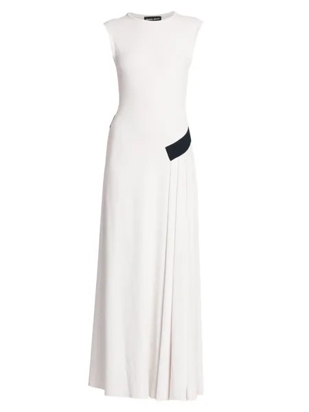 Плиссированное платье макси на бедрах Giorgio Armani, белый
