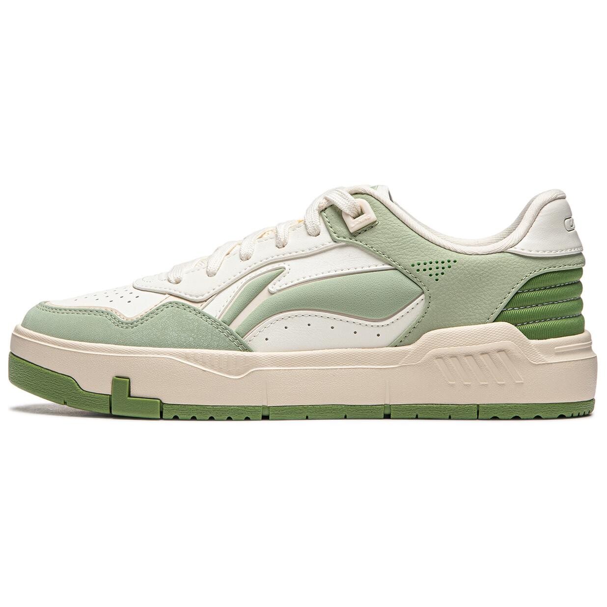 Кроссовки LINING Common 80s Skateboarding Shoes Women's Low-top White, светло-зеленый